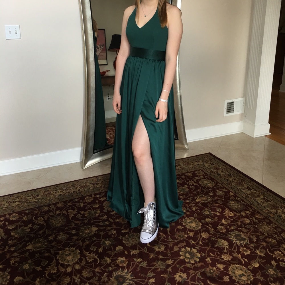 forest green vera wang prom dress bridesmaid dress